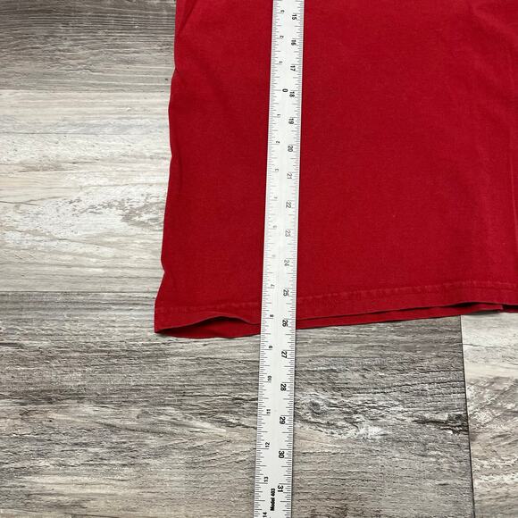 Nike Y2K 2000s Red & White Mens L Mini Swoosh Short Sleeve Cotton T-Shirt Sporty - Picture 5 of 8